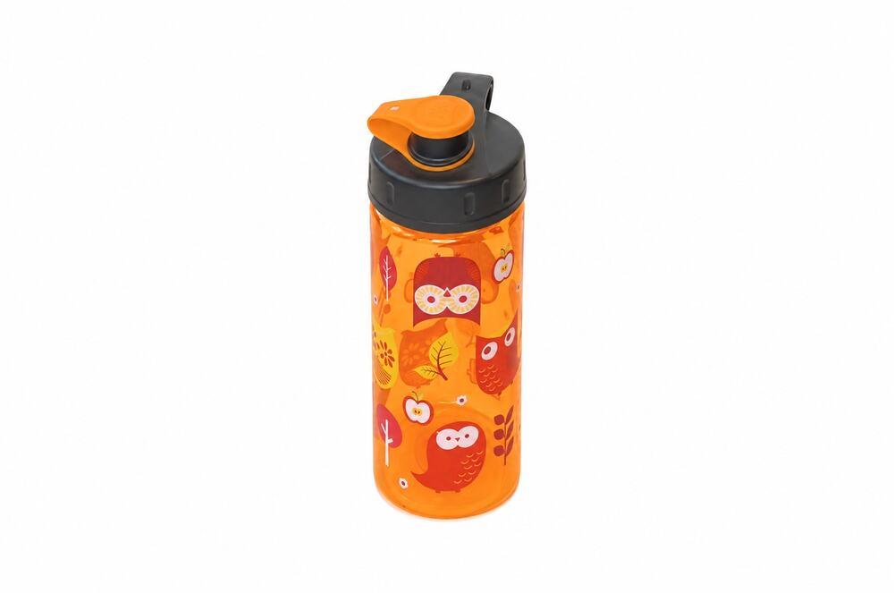 Cool Gear Orange Owl Print Water Bottle Flip Top Carry Loop